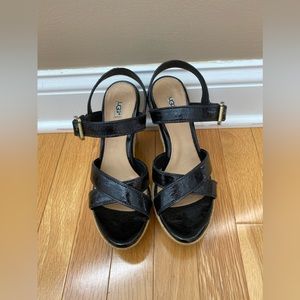 UGG black wedges sandals size 6.5